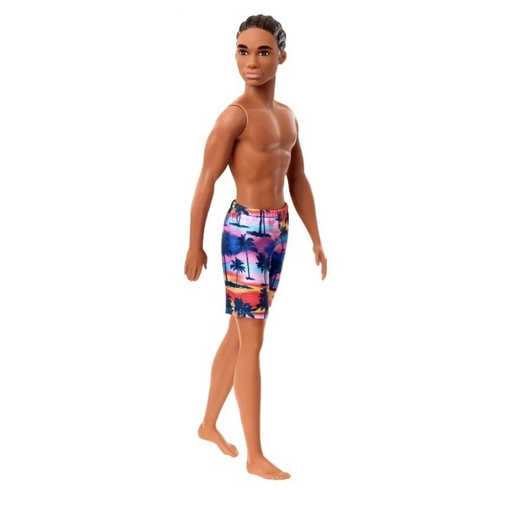 Barbie Ken Beach Doll Wearing Tropical Print Swimsuit New In Package Retro Cool